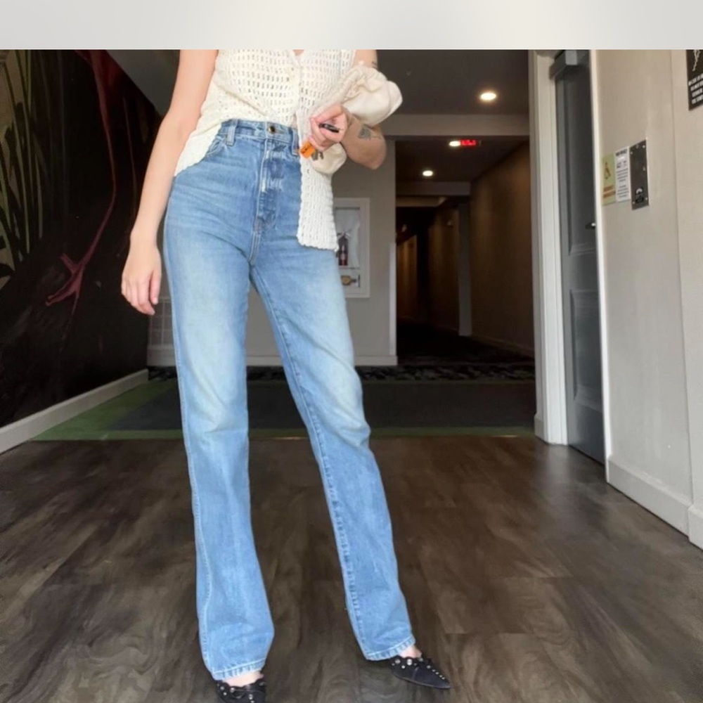 KHAITE Light Blue Straight Leg Jeans